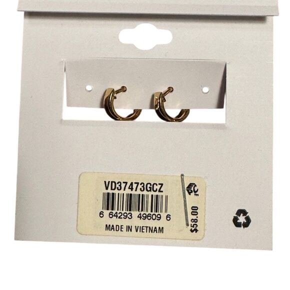 Ava Nadri Gold Plated Brass Huggie Hoop Earrings - Picture 3 of 3